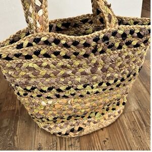 Woven Braided Jute &‎ Cotton Basket Shoulder Bag Beach Tote Bohemian Style Heavy